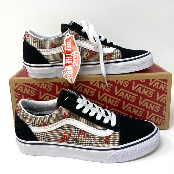 🌸Sale🌸 VANS Old Skool Black Brown Roses Sneakers Women's Size 7.5 VN0A4U3B2NV - Picture 2 of 10